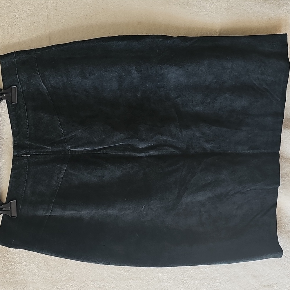 Alfani Black Suede Leather Skirt 10P - Picture 4 of 6